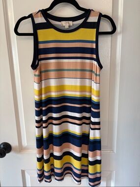 LOFT Striped Sleeveless Swing Tank Dress - size small